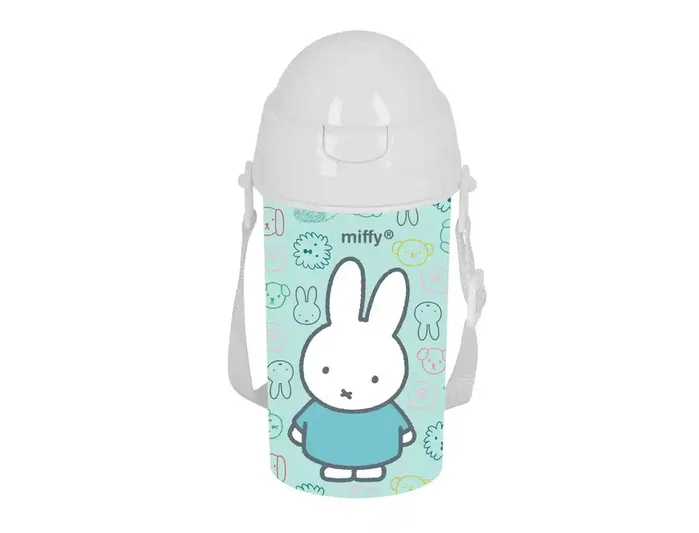 Safta Botella Miffy Friends con Apertura Automática y Pajita de 500 ml