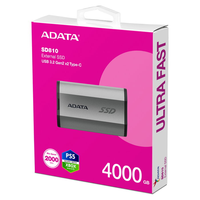ADATA SD810 SSD externo 4TB USB-C 3.2 Gen 2x2 2000MB/s plateado