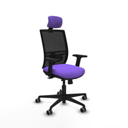 PIQUERAS Y CRESPO Silla de oficina Yunquera con mecanismo Sincro/Traslack, Lila/Negro