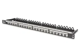 Digitus DN-91422 Panel de Parcheo 0.5U Rack 19", 24 Puertos Keystone, Color Negro, para Cable Cat6a