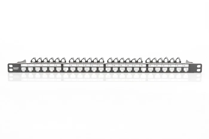 Digitus DN-91422 Panel de Parcheo 0.5U Rack 19", 24 Puertos Keystone, Color Negro, para Cable Cat6a