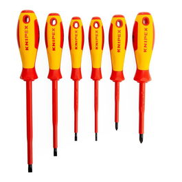 Knipex Juego de Destornilladores Aislados VDE 6 Piezas - Plano/Phillips para Trabajos Eléctricos hasta 1000V, Ref. 98 20 / 24