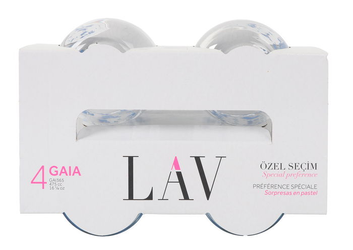 LAV Set 4 Vasos Gaia 475 cc Flores 7x9x11 cm (6 Cajas)