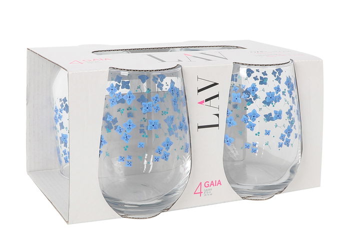 LAV Set 4 Vasos Gaia 475 cc Flores 7x9x11 cm (6 Cajas)