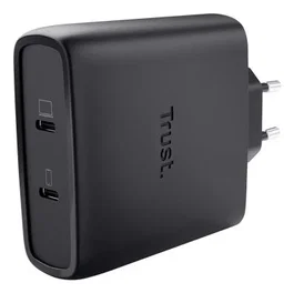 Trust Maxo Cargador GaN 100W con 2 puertos USB-C y cable de 2m - Negro