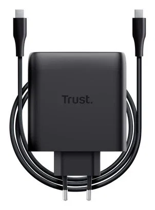 Trust Maxo Cargador GaN 100W con 2 puertos USB-C y cable de 2m - Negro
