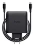 Trust Maxo Cargador GaN 100W con 2 puertos USB-C y cable de 2m - Negro