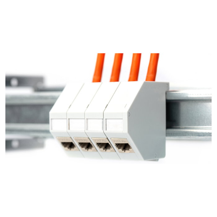 DIGITUS Patch panel Keystone angular blanco para carril DIN en ABS