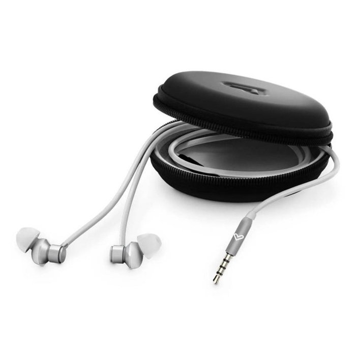 Energy Sistem Metallized Jack - Auriculares Intrauditivos con Cable 3.5 mm, Micrófono Integrado, Control de 3 Botones, Aluminio y Plástico Reciclado, 1.2 m, Plata y Blanco