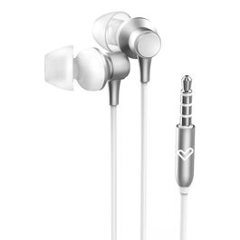 Energy Sistem Metallized Jack - Auriculares Intrauditivos con Cable 3.5 mm, Micrófono Integrado, Control de 3 Botones, Aluminio y Plástico Reciclado, 1.2 m, Plata y Blanco