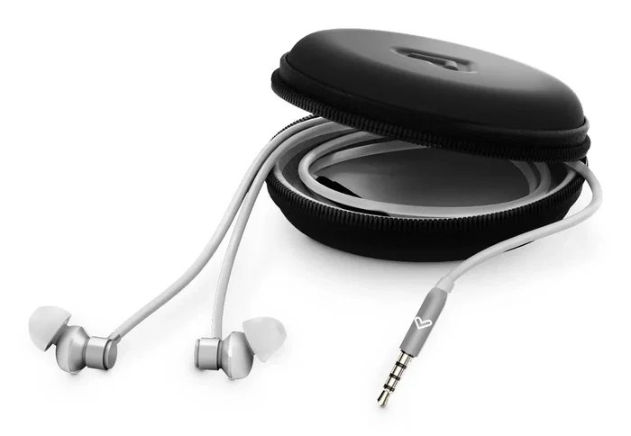 Energy Sistem Metallized - Auriculares Intrauditivos con Cable, Jack 3.5mm, Micrófono Integrado y Control Remoto de 3 Botones, Color Plata y Blanco