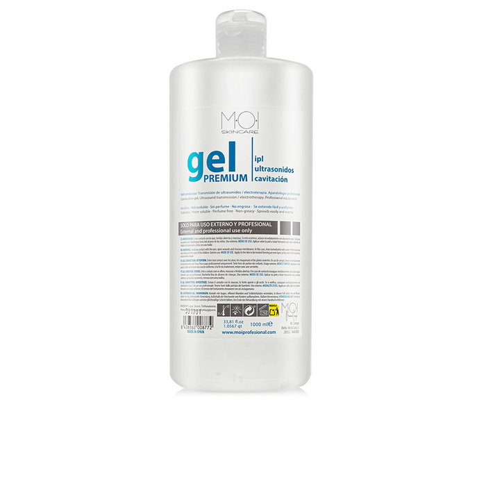 Moi GEL PREMIUM para ultrasonidos y estética transparente sin grasa 1000 ml Moi GEL PREMIUM para ultrasonidos y estética transparente sin grasa 1000 ml