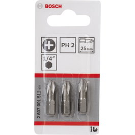 Bosch Set de 3 Puntas de Destornillador PH2 de 25 mm