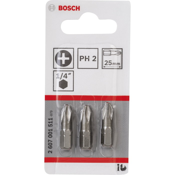 Bosch Set de 3 Puntas de Destornillador PH2 de 25 mm Bosch Set de 3 Puntas de Destornillador PH2 de 25 mm