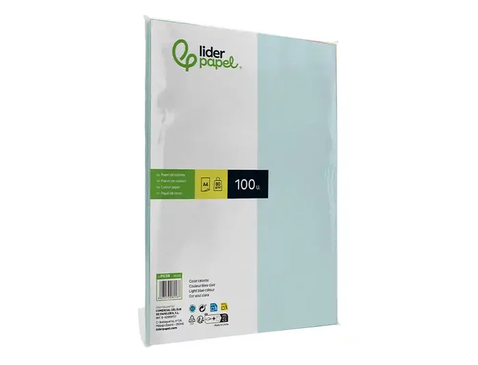 Liderpapel Papel Color A4 80gr Celeste Paquete de 100 Hojas