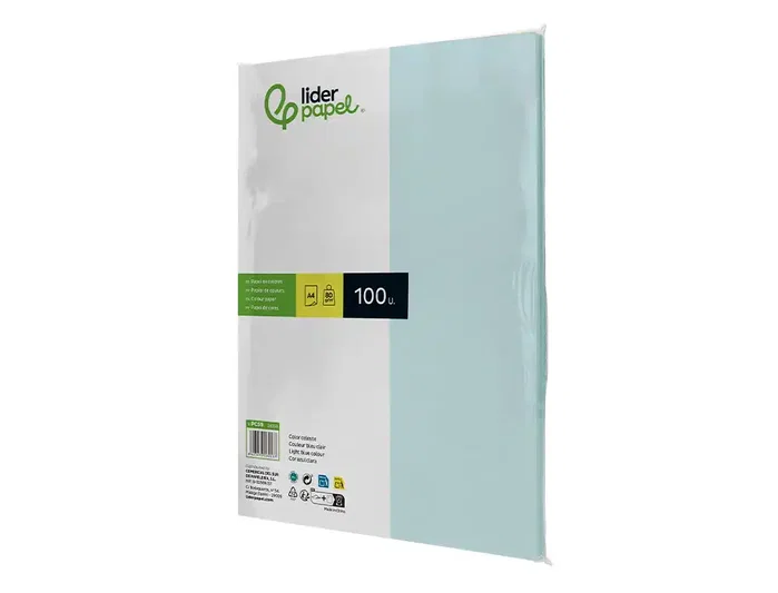 Liderpapel Papel Color A4 80gr Celeste Paquete de 100 Hojas