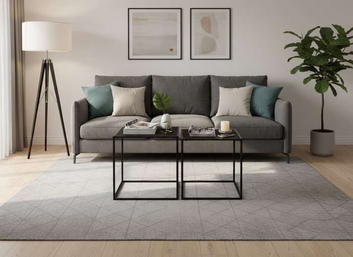 Inde Set de 2 Mesas Auxiliares de Centro en Negro, Medidas 37x37x40 cm y 33x33x35 cm, Moblekit (4 Unidades)