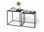 Inde Set de 2 Mesas Auxiliares de Centro en Negro, Medidas 37x37x40 cm y 33x33x35 cm, Moblekit (4 Unidades)