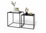 Inde Set de 2 Mesas Auxiliares de Centro en Negro, Medidas 37x37x40 cm y 33x33x35 cm, Moblekit (4 Unidades)