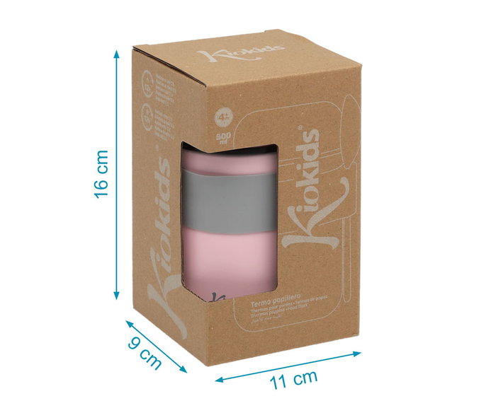 KioKids Termo Papillero Acero Inoxidable 500 mL con Cuchara Rosa +0 Meses KioKids Termo Papillero Acero Inoxidable 500 mL con Cuchara Rosa +0 Meses