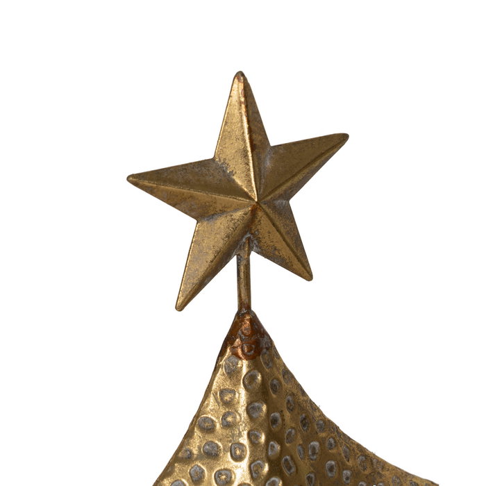 Figura Árbol Oro Metal Decoración 27,50 X 13,50 X 53 cm