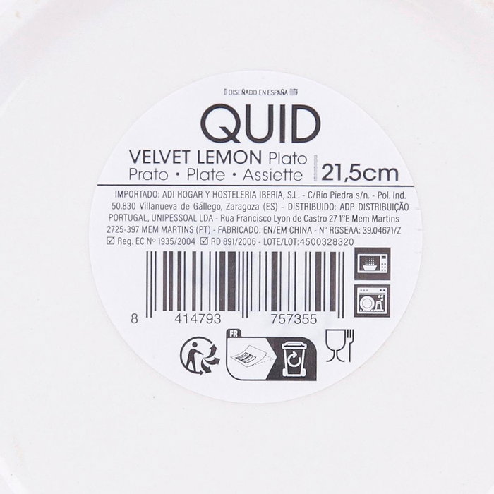 Quid Plato Hondo Cerámico Velvet Amarillo 21,5 cm
