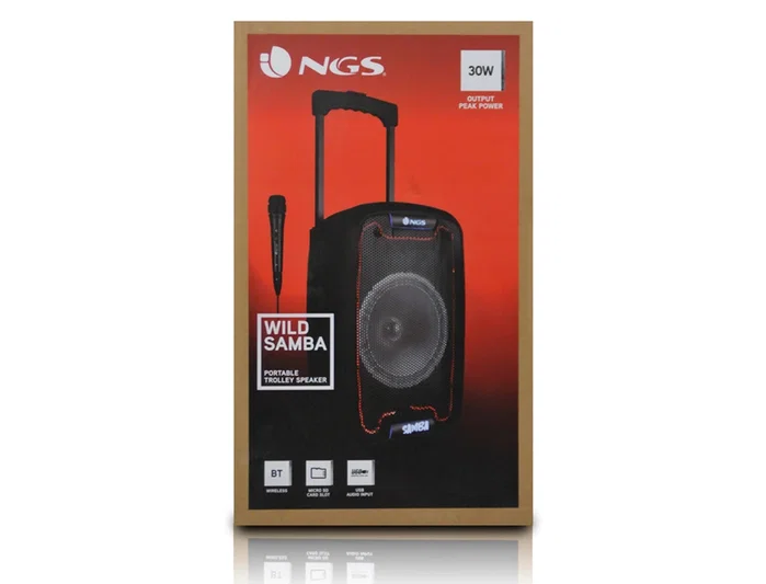 NGS Wild Samba Altavoz Portátil Bluetooth 30W con Micrófono y Luces LED