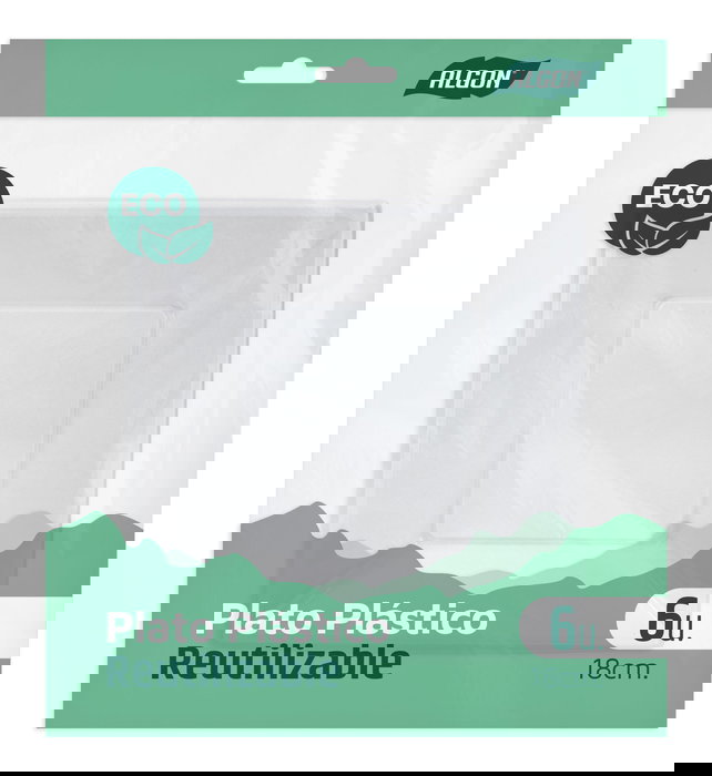 Algon Set 6 Platos Hondo Cuadrados Plástico Económico 18 cm (24 Unidades)