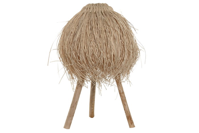 DKD Home Decor Lámpara de sobremesa de ratán hecha a mano, Natural