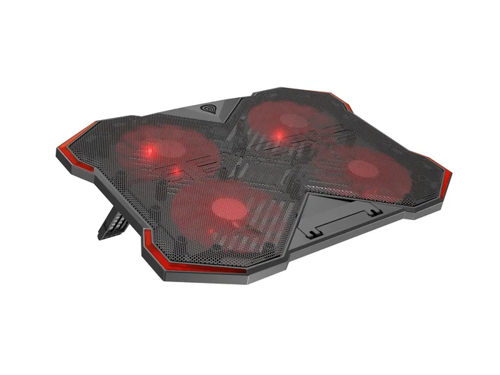 Genesis Oxid 260 Almohadilla Refrigeradora para Portátil 17.3" con 4 Ventiladores, 8 Ángulos Ajustables, Iluminación LED Roja y Concentrador USB 2.0 - Negro/Rojo