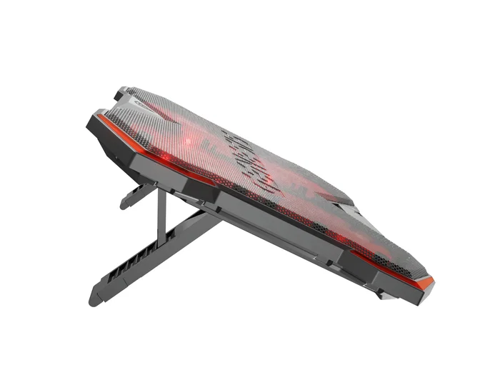 Genesis Oxid 260 Almohadilla Refrigeradora para Portátil 17.3" con 4 Ventiladores, 8 Ángulos Ajustables, Iluminación LED Roja y Concentrador USB 2.0 - Negro/Rojo