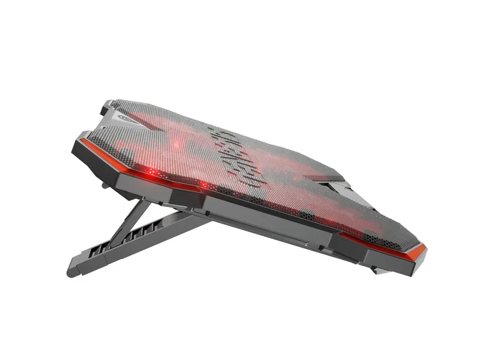 Genesis Oxid 260 Almohadilla Refrigeradora para Portátil 17.3" con 4 Ventiladores, 8 Ángulos Ajustables, Iluminación LED Roja y Concentrador USB 2.0 - Negro/Rojo