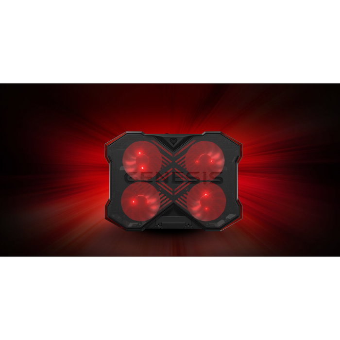 GENESIS Oxid 260 Base Refrigeradora para Portátil hasta 17.3 pulg, 4 Ventiladores, Negro y Rojo