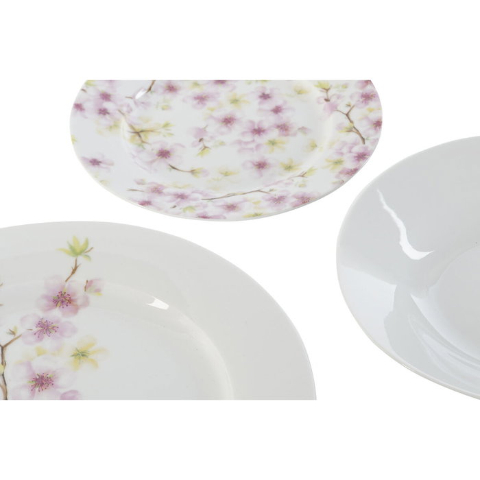 DKD Home Decor Set de Vajilla Almendro 2024 de 18 Piezas en Porcelana Rosa, Verde y Blanco DKD Home Decor Set de Vajilla Almendro 2024 de 18 Piezas en Porcelana Rosa, Verde y Blanco