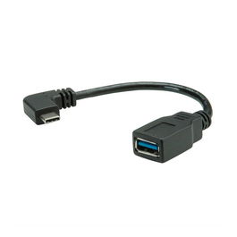 ROLINE 11.02.9031 Cable USB 3.2 Gen 1 (3.1 Gen 1) USB-A Hembra a USB-C Macho Angular 0.15m Negro