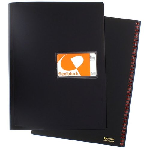 Grafoplas Carpeta con 30 fundas de 80 micras y espiral oculto, color negro