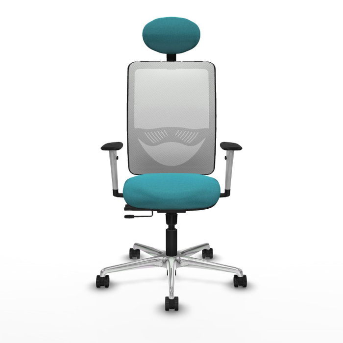 PIQUERAS Y CRESPO Silla de oficina Zulema con mecanismo Sincro/Traslack, Turquesa y Blanco