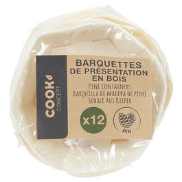 Cook Concept Juego 12 Barquitas Presentar Aperitivos Eco Concept Madera Pino Hexagonal 9x9x5 cm