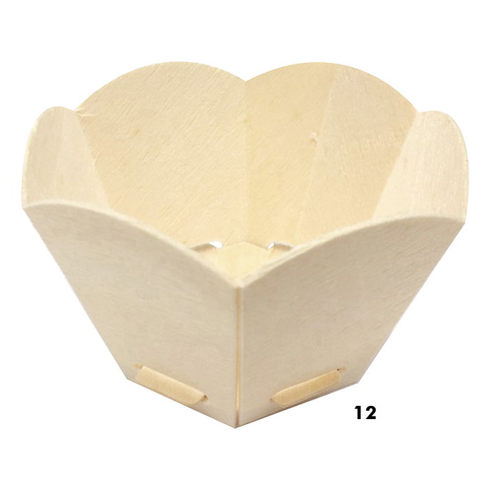 Cook Concept Juego 12 Barquitas Presentar Aperitivos Eco Concept Madera Pino Hexagonal 9x9x5 cm