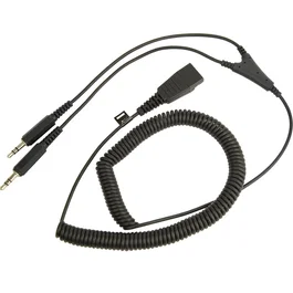 Jabra 8734-599 Cable QD a 2 x 3,5 mm Espiral Negro