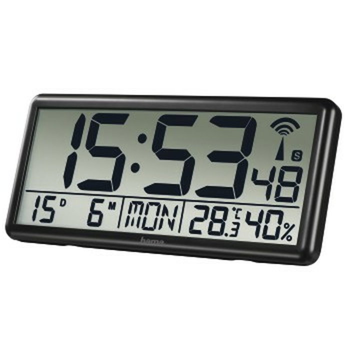 Hama Reloj de Pared Digital Jumbo Rectangular Negro