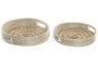 DKD Home Decor Set de 2 Bandejas de Seagrass y Jacinto de Agua 40x40x8 cm
