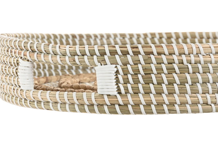 DKD Home Decor Set de 2 Bandejas de Seagrass y Jacinto de Agua 40x40x8 cm