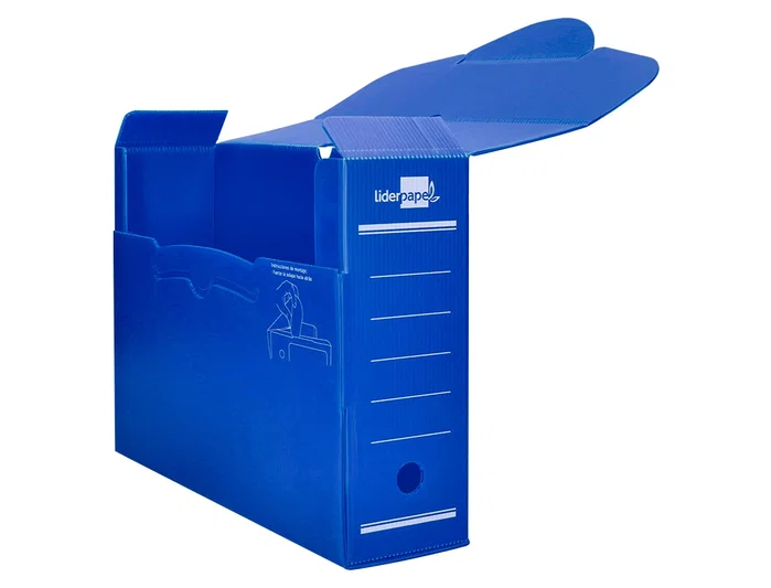 Liderpapel Caja de archivo definitivo plástico lomo 100 mm azul Liderpapel Caja de archivo definitivo plástico lomo 100 mm azul