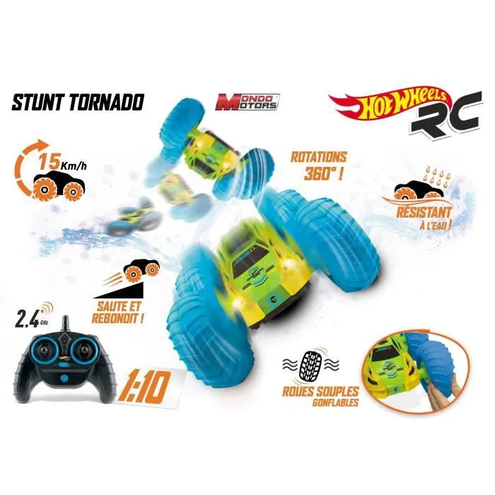 HOT WHEELS - Stunt Tornado - Coche controlado por radio - Escala 1:10 - BUGGY - Mixto - Niño - A partir de 3 años