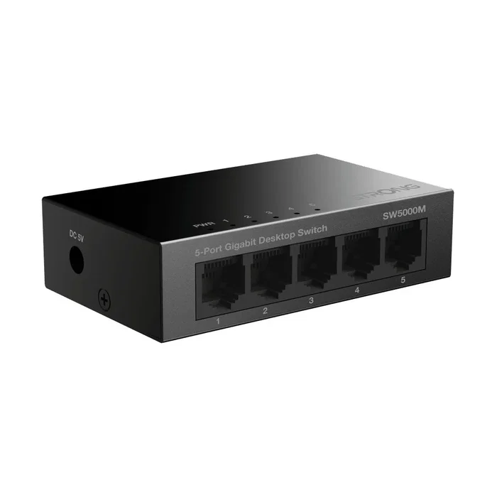 Strong SW5000M Switch Gigabit Ethernet 5 Puertos 10/100/1000 Mbps Negro, Metal, Silencioso Sin Ventilador, Montaje Pared/Sobremesa Strong SW5000M Switch Gigabit Ethernet 5 Puertos 10/100/1000 Mbps Negro, Metal, Silencioso Sin Ventilador, Montaje Pared/Sobremesa