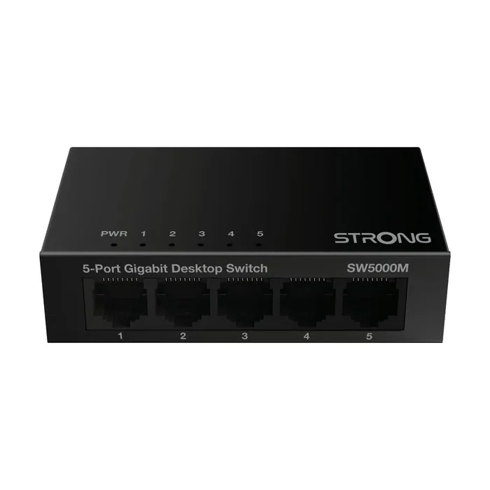 Strong SW5000M Switch Gigabit Ethernet 5 Puertos 10/100/1000 Mbps Negro, Metal, Silencioso Sin Ventilador, Montaje Pared/Sobremesa Strong SW5000M Switch Gigabit Ethernet 5 Puertos 10/100/1000 Mbps Negro, Metal, Silencioso Sin Ventilador, Montaje Pared/Sobremesa