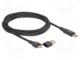 DeLOCK Cable de datos y carga rápida USB 2.0 USB Type-C/Tipo-A a USB Type-C 140 W con indicador de potencia, 1,2 m