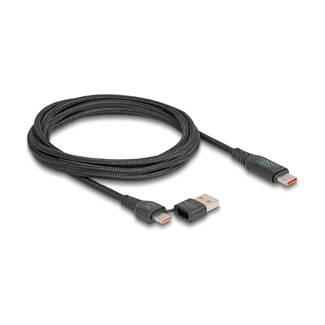 DeLOCK Cable USB 2.0 de carga rápida PD 3.1 140 W con indicador de potencia, 1,2 m