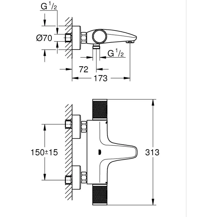 Grohe Mezclador Termostático Baño/Ducha 1/2 Grohe Mezclador Termostático Baño/Ducha 1/2